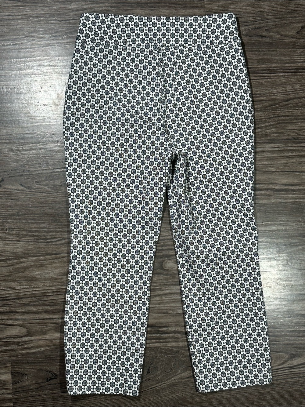 PHILOSOPHY Black & White Geometric Print Pull On Stretch Cropped Capri Pants S - Picture 7 of 9